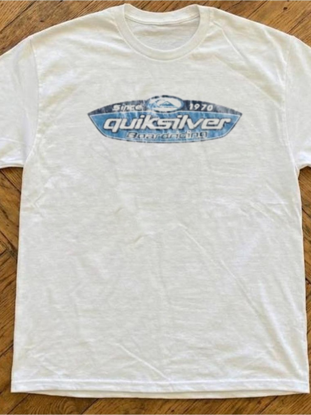 Gildan White Short-Sleeve Tee with Blue Chest Logo